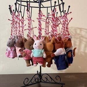 LOT of 28 Calico critter/Sylvanian family keychains! Cute soft flocked animals